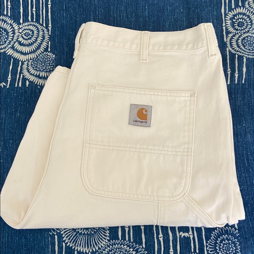 Carhartt Work in Process Single Knee Short Ivory Denim Size 40